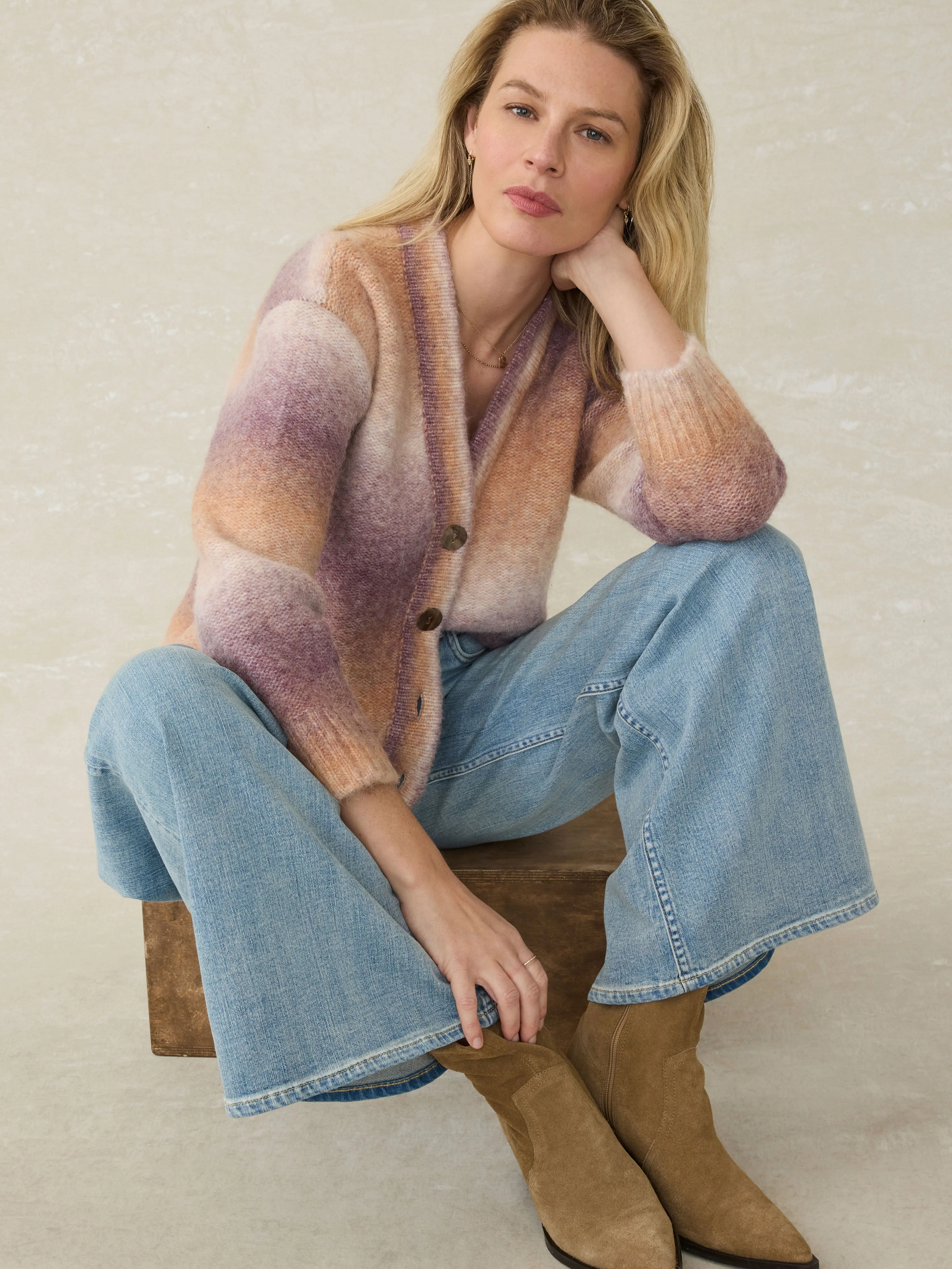 Seaside Spacedye Cardigan - Amethyst Dusk