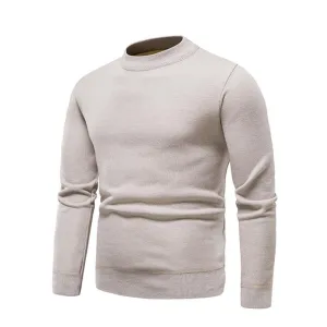 SOLID COLOR ROUND NECK KNITTED SWEATER