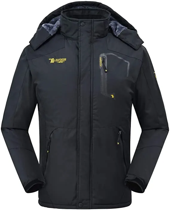 TBMPOY Men's Mountain Hiking Ski Snowboard Jacket Waterproof Windproof Fleece Lined Winter Coat