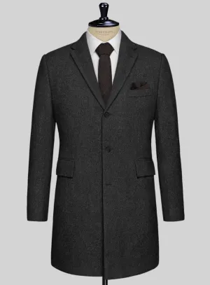 Vintage Rope Weave Charcoal Tweed Overcoat