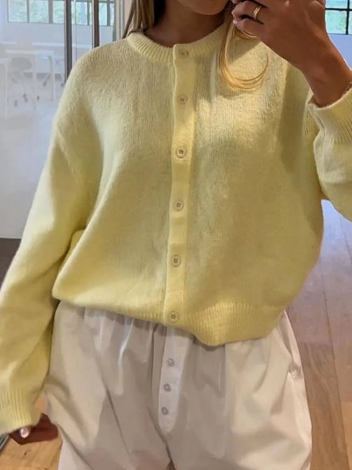 Women Knit Cardigans Soft Solid Button Down Long Sleeve Casual Sweaters