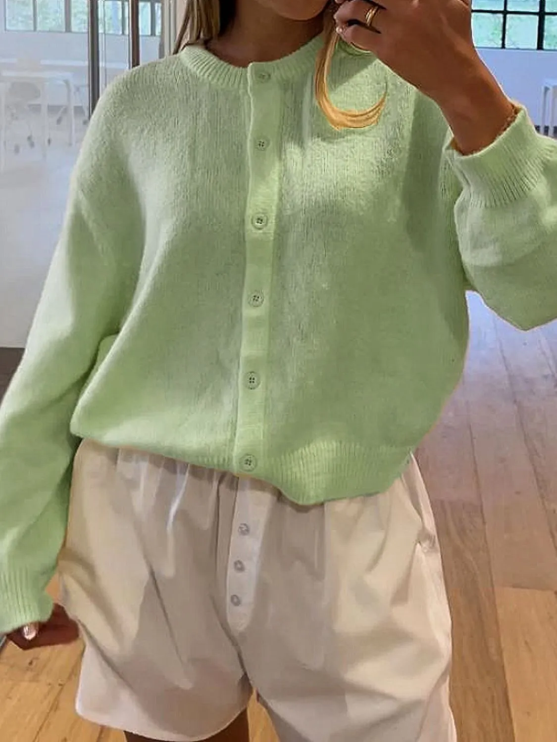 Women Knit Cardigans Soft Solid Button Down Long Sleeve Casual Sweaters