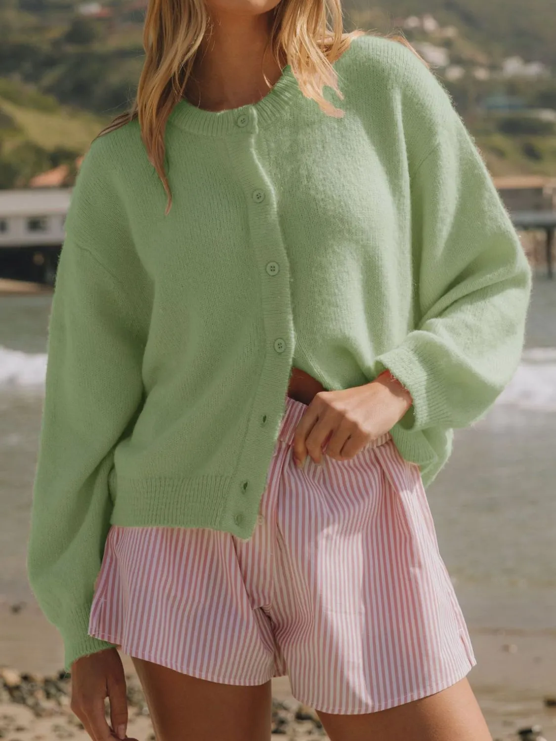 Women Knit Cardigans Soft Solid Button Down Long Sleeve Casual Sweaters
